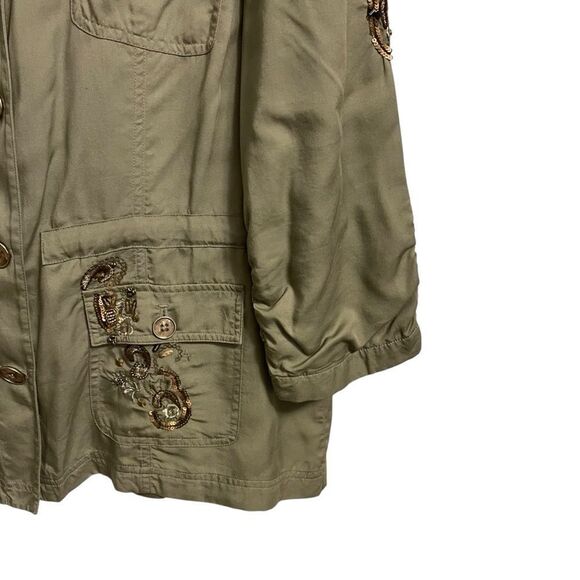 Chico's Embellished Military Inspired Artisan Utility Jacket Size 2 or MED - Picture 5 of 8